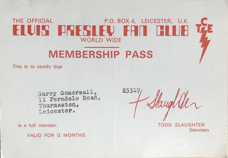 My Elvis Fan Club Membership Card - from the 1970s